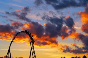 Seaworld Rollercoaster at dusk